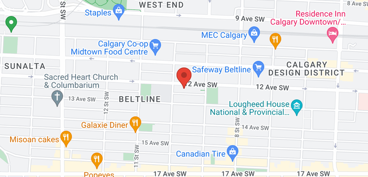 map of 401 1027 12 Avenue SW